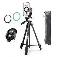 셀루미 150cm 길이조절 고강성 하이 폴포지션 맥세이프 스마트폰 삼각대, 블랙, 1개, SEL-TRD150A-MG