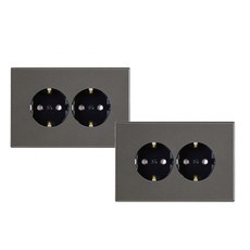 TILINS 橫式2孔插座 鎂, 2個