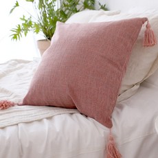 리드홈 보니따 린넨 쇼파 쿠션 솜포함 태슬, 로즈핑크