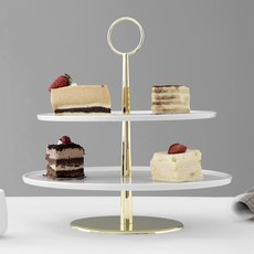 VIVA SCANDINAVIA Sensez 裝飾雙層蛋糕架, White + Gold, 1個