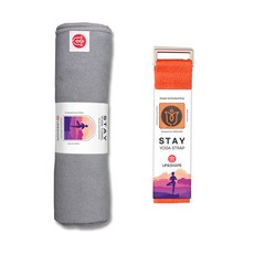 업앤쉐이프 스테이 요가타올 + 스트랩, 스페이스그레이(타올), 코랄오렌지(스트랩), 1개