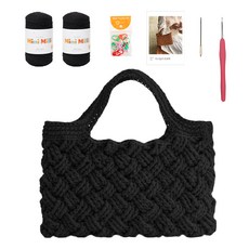 yarna 미니밀리 위브백 DIY + 바늘 부자재 세트, 1세트, 727 블랙
