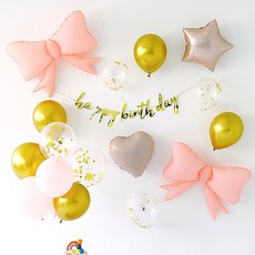파티해 생일파티 풍선 세트, A 06 리본 골드핑크, 1세트