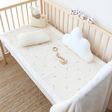 헬로미니미 신생아 누빔 침대패드, 토끼 자수, 1개