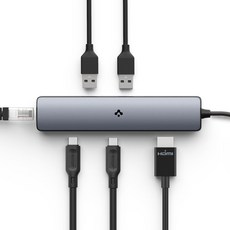 Spigen USB4 8K 60Hz USB C 型 6in1 多埠集線器 PD2302 ACA06193, 太空灰
