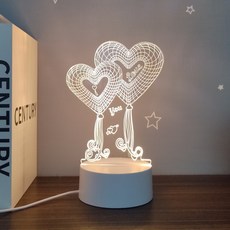ALL SPLENDID 雙愛心氣球 壓克力造型夜燈 單色LED, 暖白色
