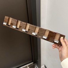 Homevanesse 強力黏著多用途6孔掛鉤 帽子包包掛架, 1個, 胡桃木色