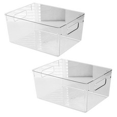BANGJIASHI 可疊透明桌面收納盒 特大(30 x 21 x 15cm) 2個, 1層, 透明色