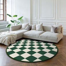이정데코 아가일 체스 체커보드 체크 타일 원형 러그