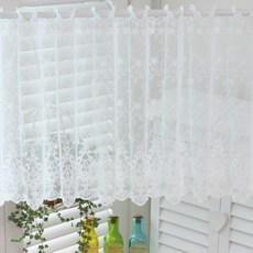 蕾絲花紋窗簾, 米白色