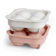 圓形冰塊模具 2件組, 乳白色、桃粉色, 1組