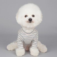 bydamsoomi 狗狗衣服 麻花條紋T恤, 灰色