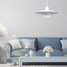 Wonha LED人造絲圓形單燈吊燈, 白色