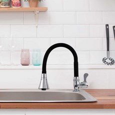 ER Tech 眼鏡蛇伸縮水龍頭 直立式單冷水 一體成型 黑色, 1個