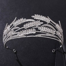 LUNA GLAM 自助婚紗水晶麥穗皇冠 G285, 1個, 銀白色