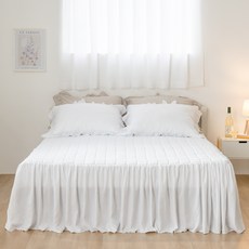 The Zari 荷葉邊棉質床罩, 乳白色