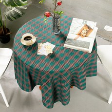 KKAEBIDA 聖誕節格紋桌布, 綠色, 1個, S(90 x 90 cm)