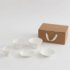 ERATO Moie 1人陶瓷碗禮盒組 5入, 白色, S號碗 + M號碗 + 醬料碗 + 圓形小菜盤 + 橢圓形小菜盤, 1套