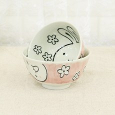 도자기 캐릭터 공기 대접 세트, 토끼, 공기+대접, 2개