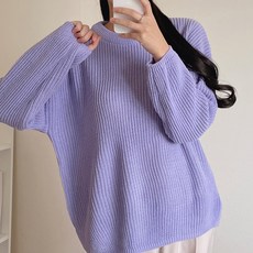 La Mireu 女款寬鬆Hacci圓領Oversize針織衫