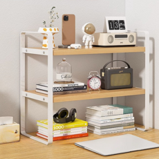 디엔오 책상 주방 틈새 수납용 소형 선반, 화이트 + 우드