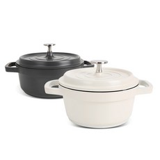 KIM'S CLUB 鑄鐵鍋2件組, 象牙白,深灰色, 鑄鐵鍋16cm+鑄鐵鍋20cm