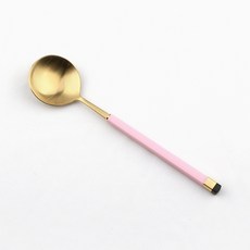 보겐 스퀘어 투톤 골드 커트러리 디저트스푼, 핑크, 1개