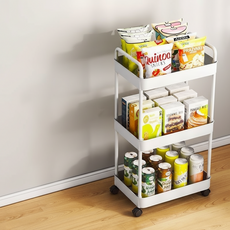 ROI LIFE 多層移動式手推車 32 x 21 x 68 cm, 白色, 3層