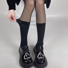 맙소샵 여성용 벨벳 미니리본 발레코어 패션 니삭스 HR335