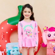 女童款Catch Teenieping撲通連身泳衣+泳帽組