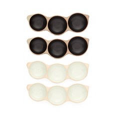 오체어스 토기 3칸 도자기 나눔 찬기 소 2종 x 2p 세트, 백색,흑색, 1세트