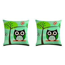 貓頭鷹插畫靠墊套 2入