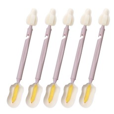 Hibi嬰兒奶瓶奶嘴清洗刷Monglei Dual Bubble Prosol, 復古粉, 5個