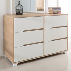 장인가구 3단 와이드 서랍장 방문설치, 화이트, 6개