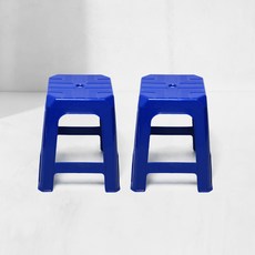 KSY 플라스틱 간이 사각 야외의자, 블루, 2개