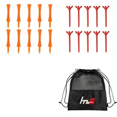 NAYASTYLE PE 高爾夫長球梯 GFYP-169-6 10入 + ABS 高爾夫長球梯 172-3PU 10入 + 收納袋套組, 橘色(GFYP-169-6), 紅色(172-3PU)