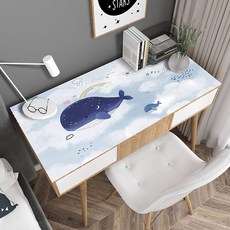 마켓에이 드림랜드 방수 테이블매트, 무지개고래, 60 x 120 cm