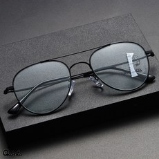 Quinta UV400 漸進多焦點防藍光老花眼鏡 智能變色/抗紫外線/經典飛官 QTPM533B 黑框變色灰片 100度, 1個