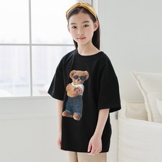 Jenny 女童寬鬆版太陽眼鏡熊短袖T恤 JN2010T