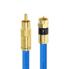 Soltop 韓國製 高級型 鍍金 RCA 轉 RF 5C 壓接防水電視同軸複合電纜 藍色, SOLTOP-834