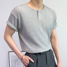CONFIAR 男款單扣華夫格針織短袖T恤 TC9012