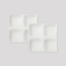 ssueim 陶瓷4格餐盤 S號, 2個, 白色