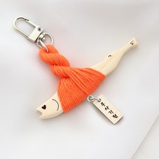 marketuniverse 避邪明太魚 明九 鑰匙圈, 1個, 橘色+愛心眼 祈願平安