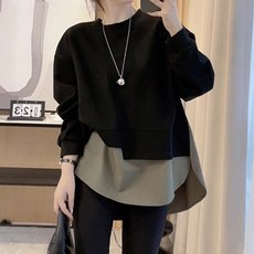 Goodif 女款寬鬆版型層次感大學T