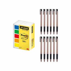 3M Post-it 油性圓珠筆 0.7mm 12入+便利貼 683-5KP-10, 黑色（圓珠筆）, 1套