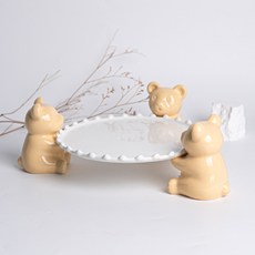 小熊蛋糕架底座 水滴1號 + 小熊3件組, 1套, 黃色