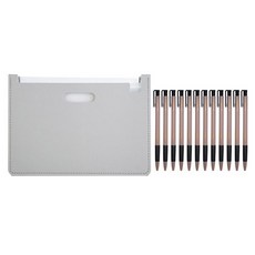 deLi 12分類可擴展手風琴硬質折疊盒+油性圓珠筆 0.7mm 12入, 灰色（折疊盒）、黑色（圓珠筆）, 1套