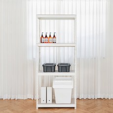 아임랙 심플랙라인 무볼트 조립식 철제 앵글 선반, 아이보리, 4단