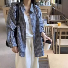 DMELD 女款復古長袖換季寬鬆版襯衫