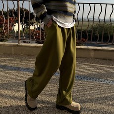 男款抽繩氣球雙層寬版長褲